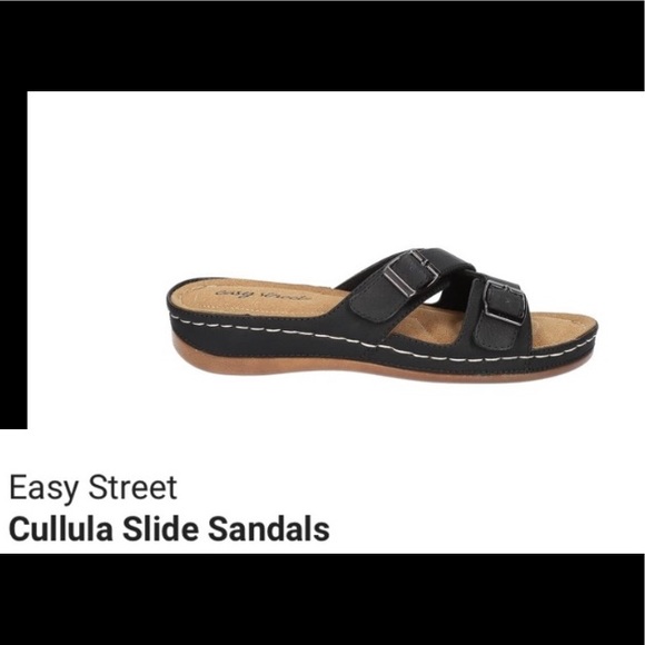 Cullula Sandals by Easy Street, w/ Adjustable Buckle, Comfort Design, 7.5 Wide - Picture 2 of 9